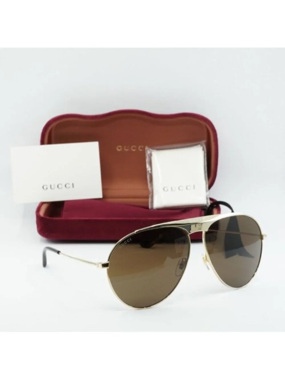 Gucci GG0908S 001 Aviator Sunglasses – Gold/Brown
